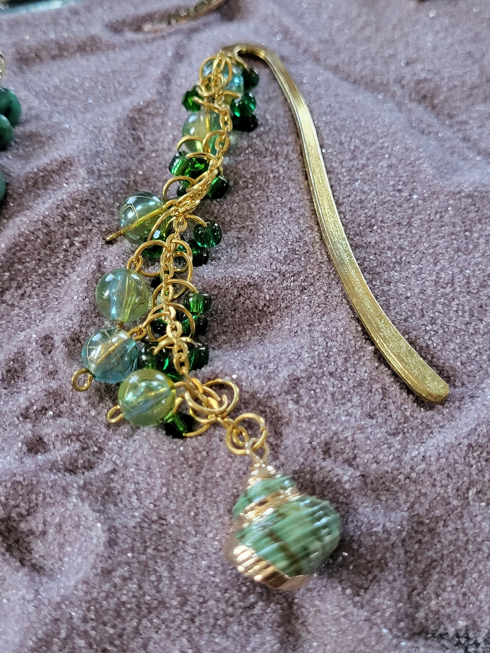 Gold & Green Beaded Bookmark